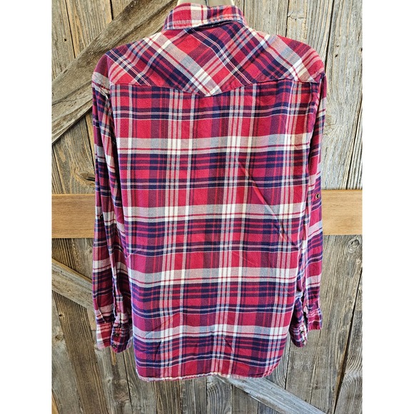 Jachs girlfriend comfort stretch plaid flannel button up M - Picture 2 of 8